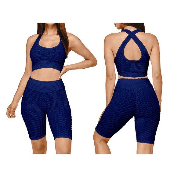 2-Piece Women's High Waisted Moisture-Wicking Anti Cellulite Activewear Yoga Set - Picture 4 of 11